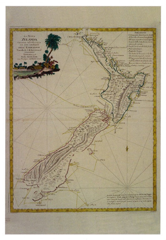 HMS Endeavour's path around New Zealand - Greeting card